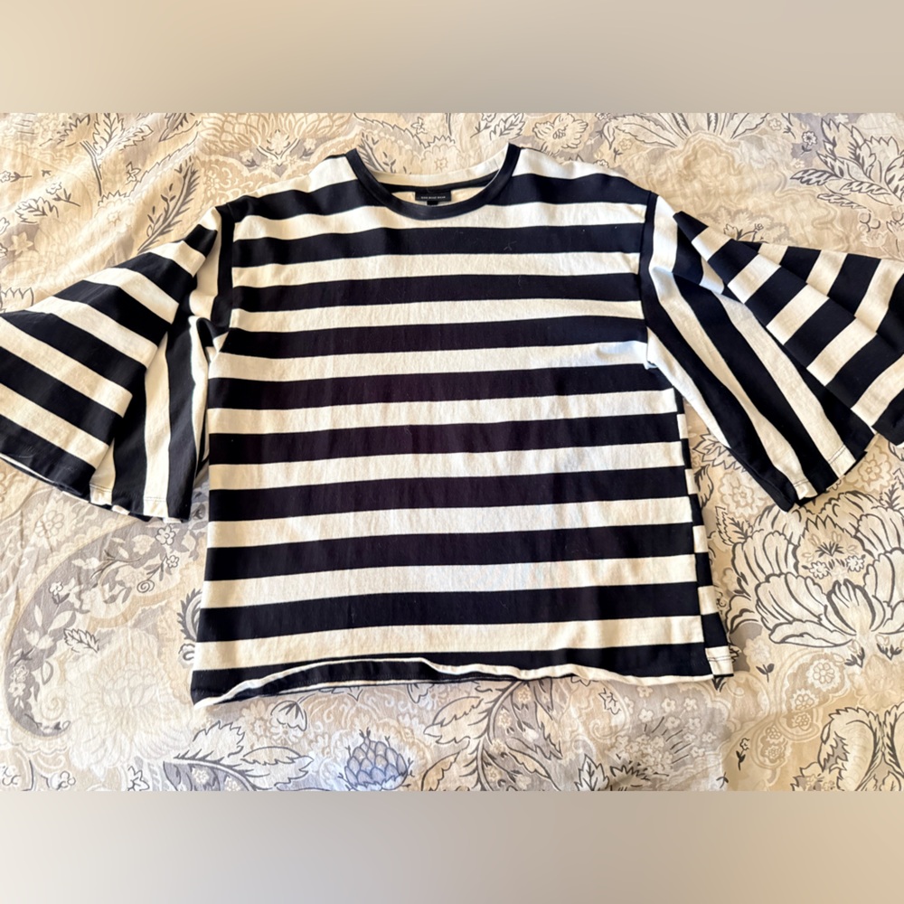 Who What Wear Black and White Striped Top
